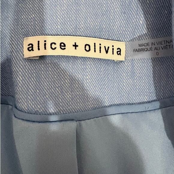 Alice + Olivia Denny Notch Collar Boyfriend Blazer In Chambray Oversized Size 0 - Picture 12 of 14